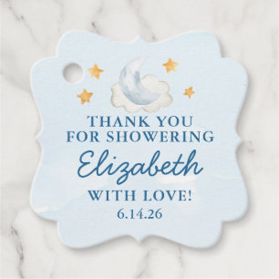 Personalized Over the Moon Boy Baby Shower Favor Tags