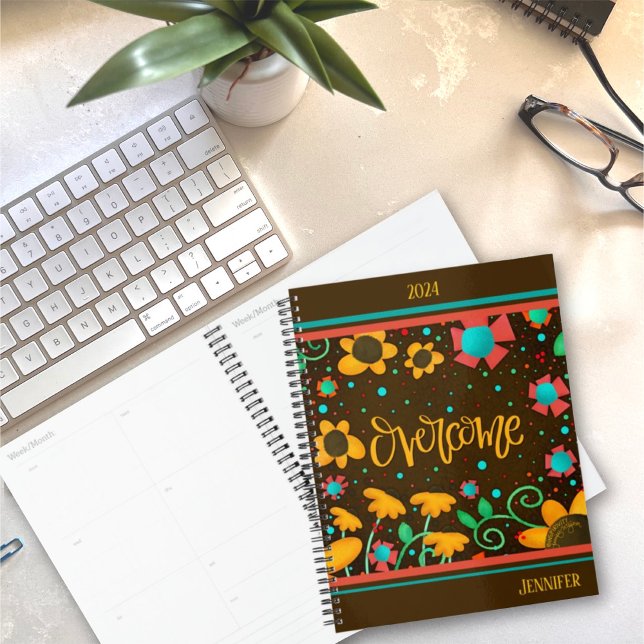 Personalized Overcome Inspiring Pretty Floral  Planner (Creator Uploaded)