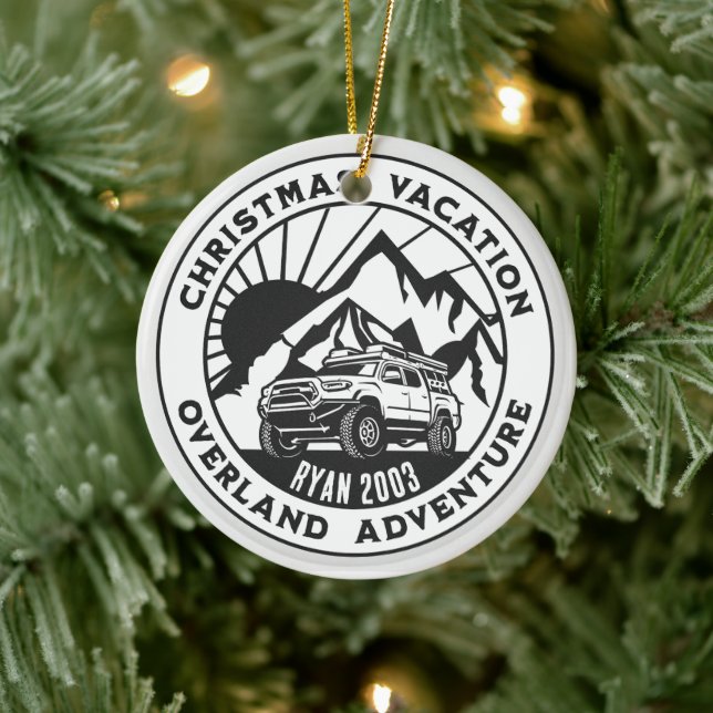 Personalized Overland 4x4 Christmas Holiday black Ceramic Ornament (Tree)