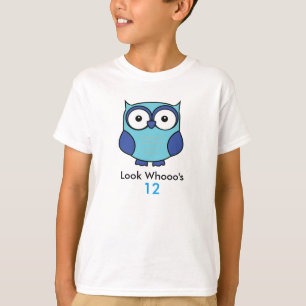 Personalized Owl Birthday Blue T-Shirt