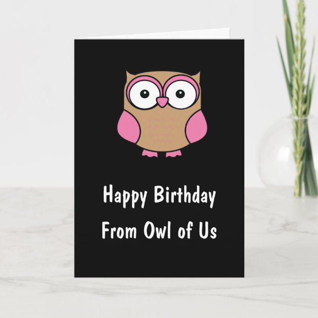 Personalized Owl Birthday Pink Card (Front)
