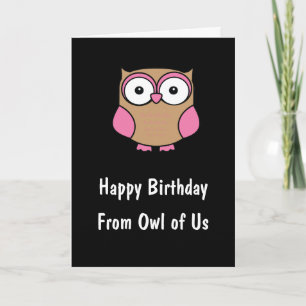 Personalized Owl Birthday Pink Card