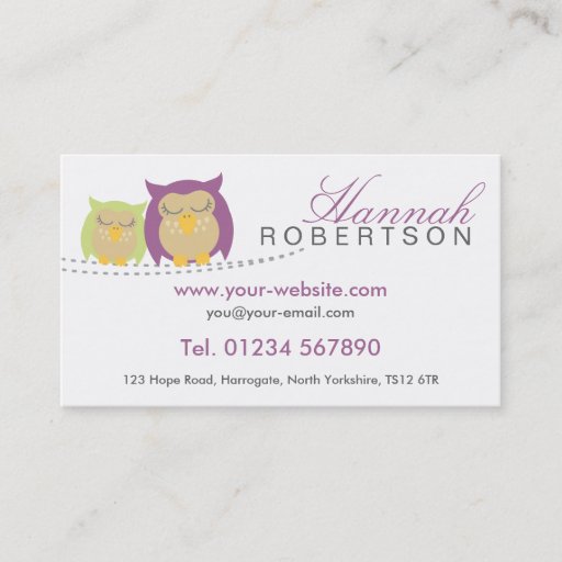 Customizable Personalised Owl Business Cards