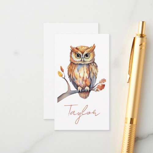 Personalized Owl Enclosure Card