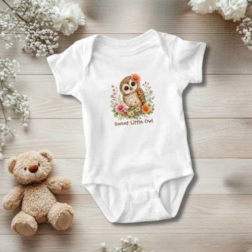 Personalized Owl Florals Baby Shower Gift Bodysuit