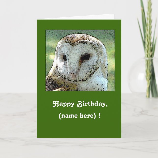 Personalized Owl Hooting Birthday Card (Front)