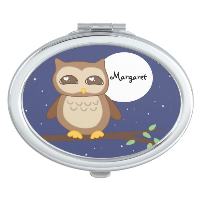 Personalized Owl in Tree Makeup Mirror (Front)