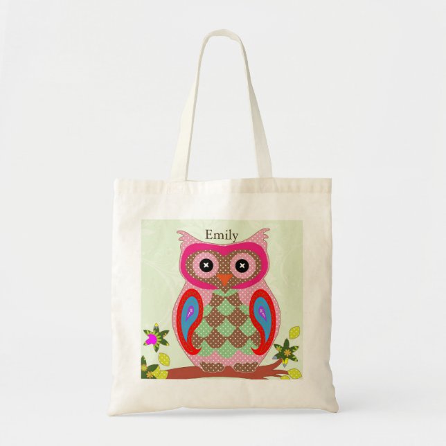 Personalized Owl kids Tote Bag (Front)