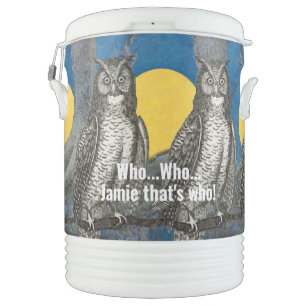 Personalized Owl Moon and Old Oak Tree Cooler