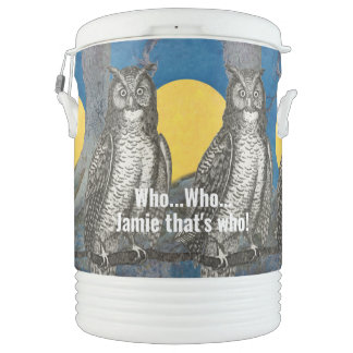 Personalized Owl Moon and Old Oak Tree Cooler