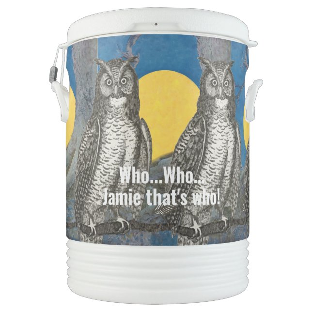Personalized Owl Moon and Old Oak Tree Cooler (Back)