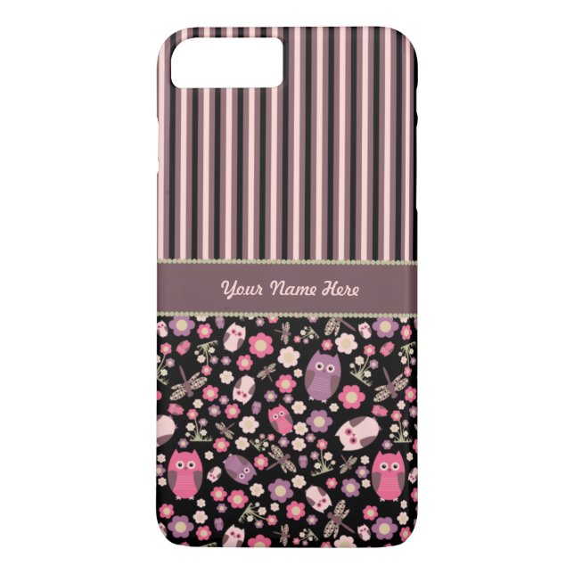 Personalized Owl Pattern iPhone 7 Plus Case (Back)