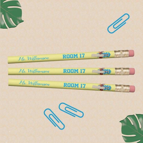 Personalized owl teacher pencil with room number