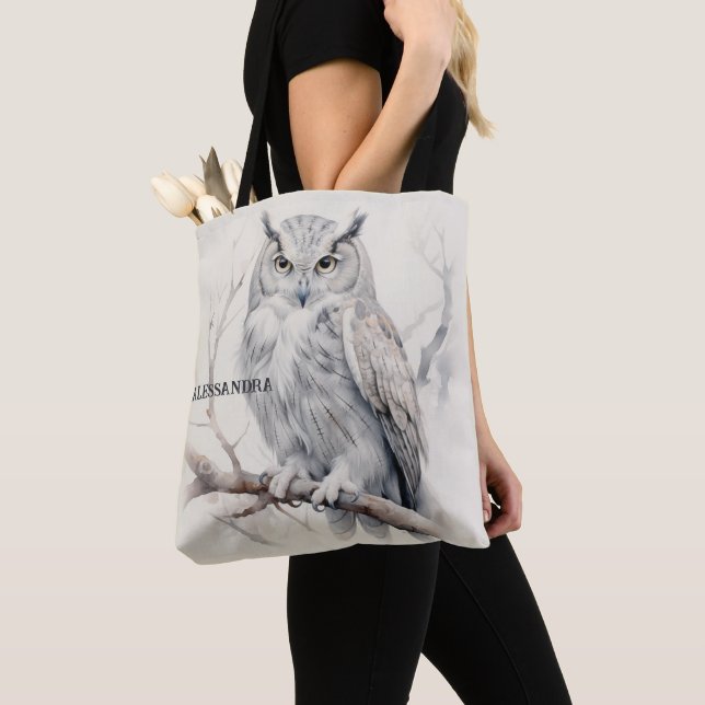 Personalized Owl Tote Bag - Nature-Inspired Wisdom (Close Up)