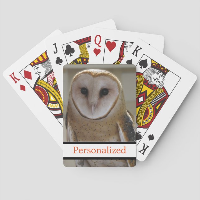 Personalized Owl Wild Bird Facing Poker Cards (Back)
