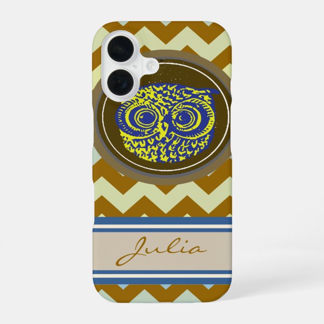 Personalized Owl with Chevron Iphone Case (Back)