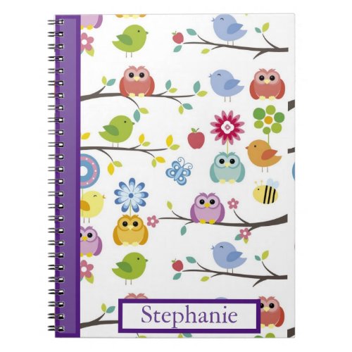 Personalized Owls Cute Simple Modern Name Notebook