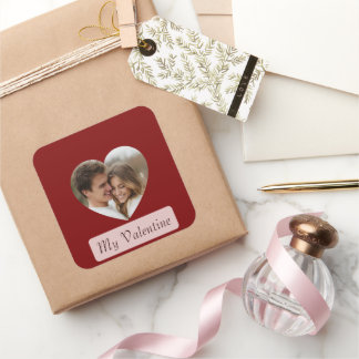Personalized Own Couple Photo Love Sticker/Label  Square Sticker