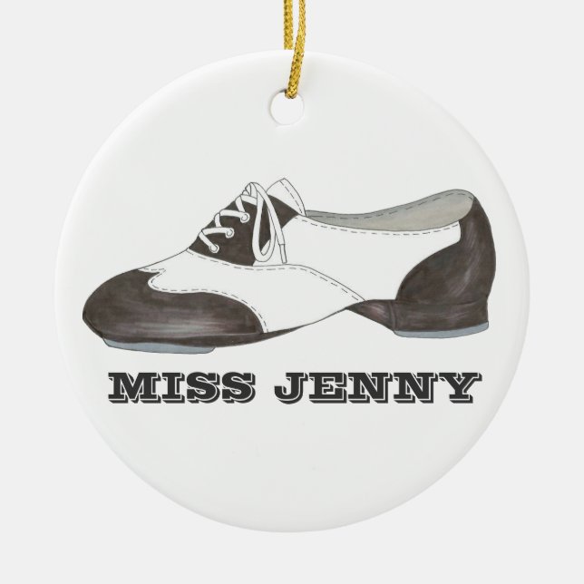 Personalized Oxford Tap Shoe Dance Teacher Recital Ceramic Ornament (Front)