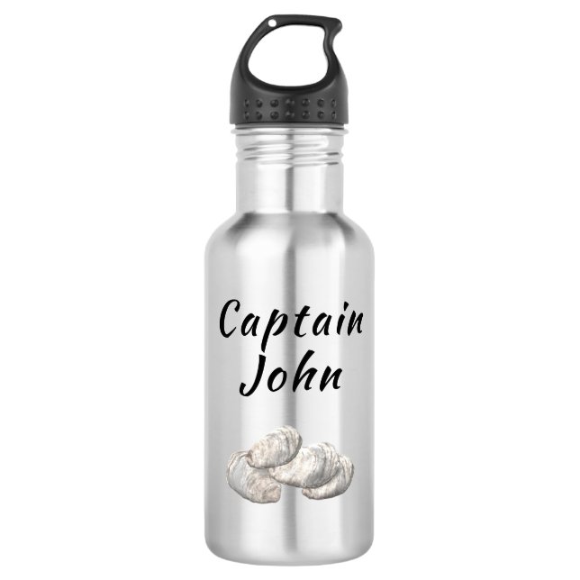 Personalized Oyster Fisherman's Stainless Steel Water Bottle (Front)
