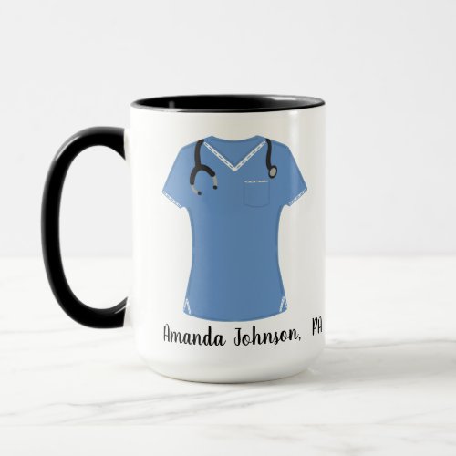 Personalized PA Physician Assistant Blue Scrubs Mug
