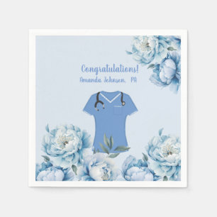 Personalized PA Physician Assistant Blue Scrubs Napkins