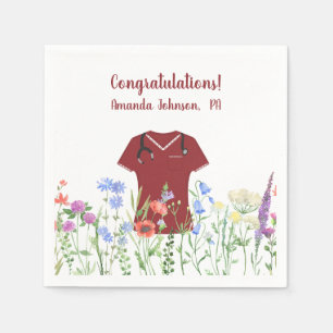 Personalized PA Physician Assistant Blue Scrubs Napkins