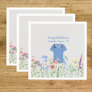 Personalized PA Physician Assistant Blue Scrubs Napkins