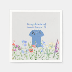 Personalized PA Physician Assistant Blue Scrubs Napkins