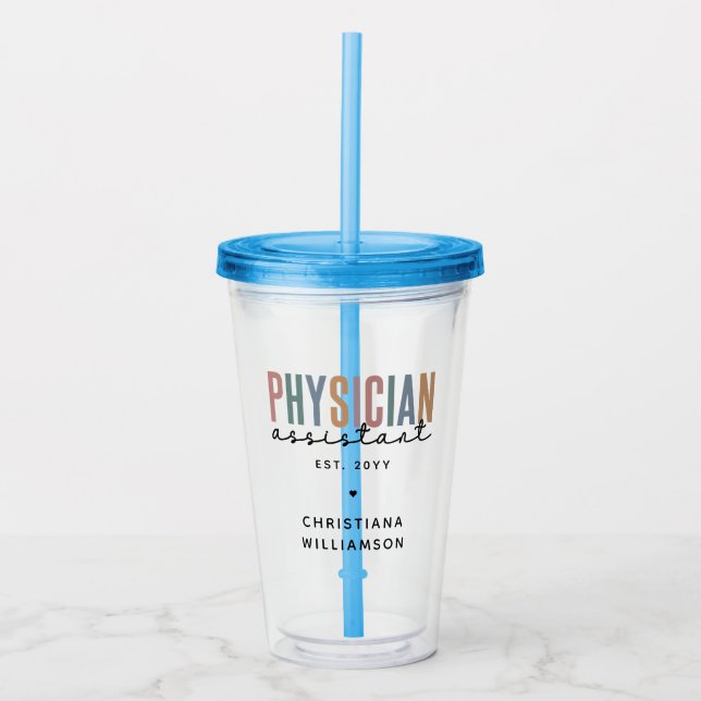 Personalized PA Physician Assistant Graduation Acrylic Tumbler (Front)