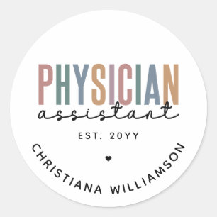 Personalized PA Physician Assistant Graduation Classic Round Sticker