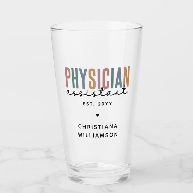 Personalized PA Physician Assistant Graduation Glass (Front)