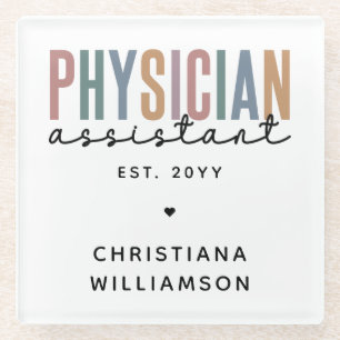 Personalized PA Physician Assistant Graduation Glass Coaster