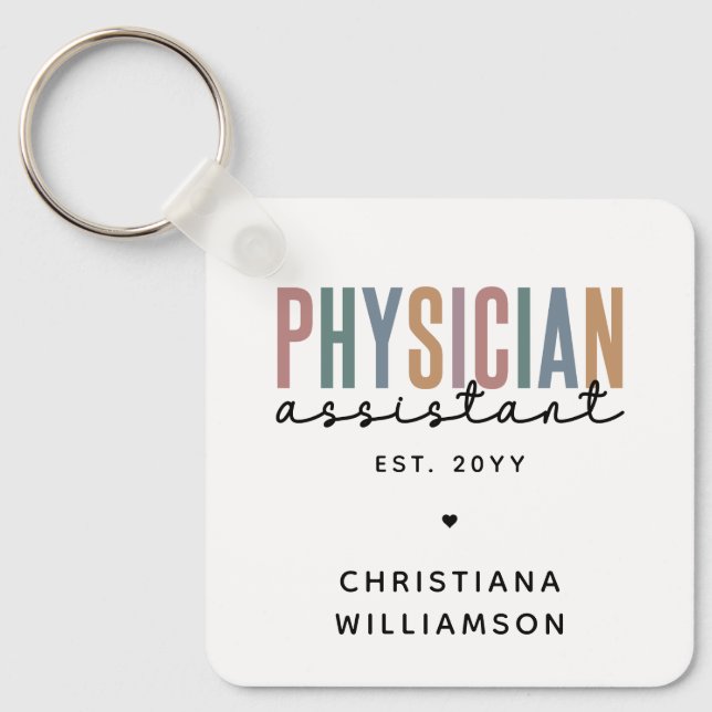 Personalized PA Physician Assistant Graduation Keychain (Front)