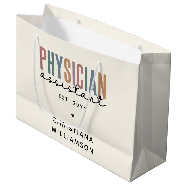 Personalized PA Physician Assistant Graduation Large Gift Bag (Front Angled)