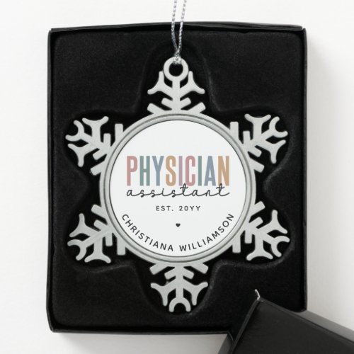 Personalized PA Physician Assistant Graduation Snowflake Pewter Christmas Ornament