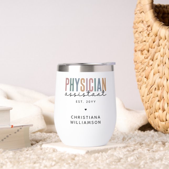 Personalized PA Physician Assistant Graduation Thermal Wine Tumbler (Living Room)