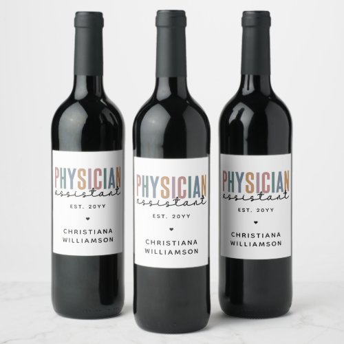 Personalized PA Physician Assistant Graduation Wine Label