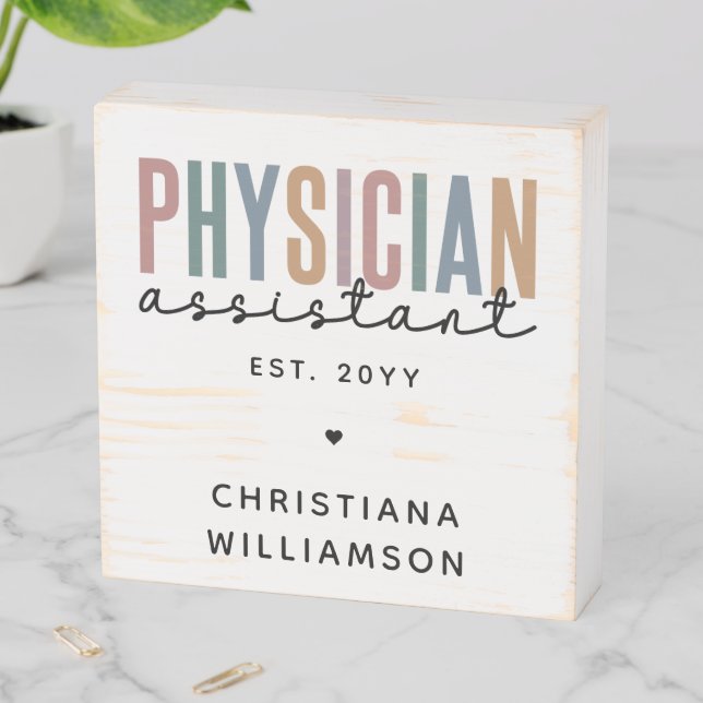 Personalized PA Physician Assistant Graduation Wooden Box Sign (In Situ Horizontal)