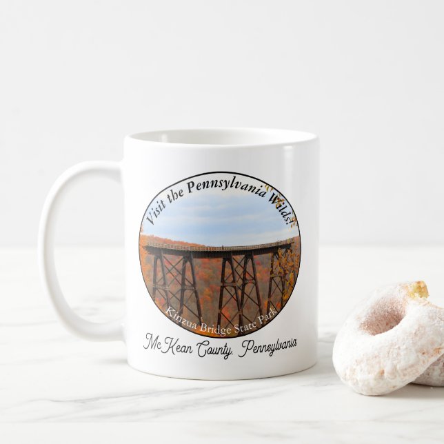 Personalized PA Wilds Souvenir Kinzua Bridge Coffee Mug (With Donut)