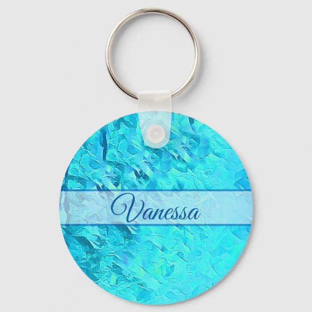 Personalized Pacific Blue Name  Keychain (Front)