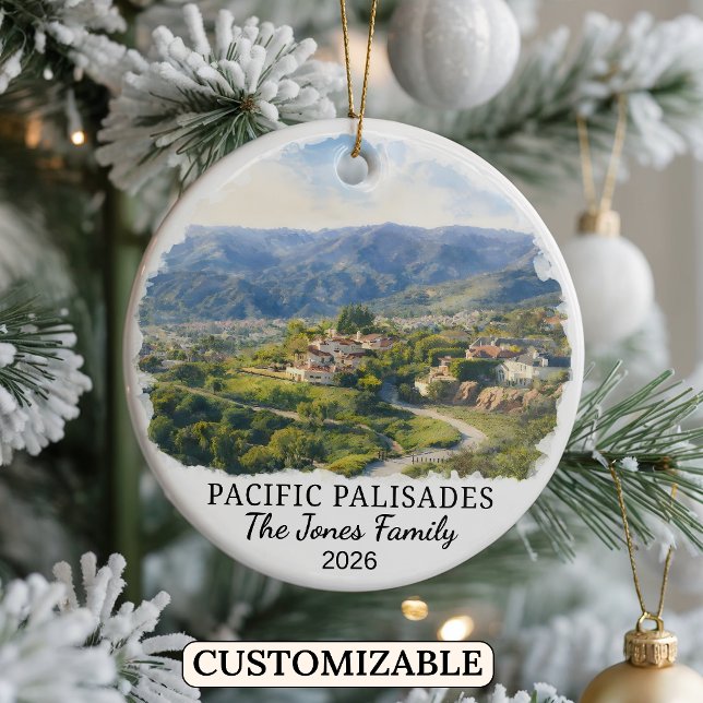 Personalized Pacific Palisades, California Ceramic Ornament (Creator Uploaded)