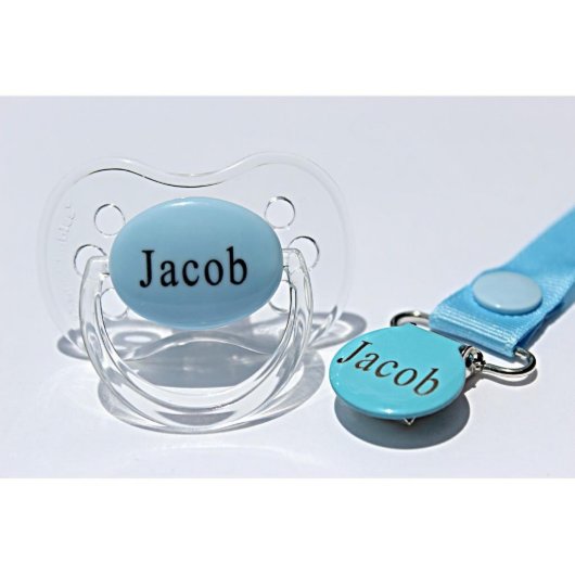 Personalized Pacifier & Pacifier Clip - Engraved (Front)