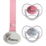 Personalized Pacifiers 2 Pack And Pacifier Clip<br><div class="desc">Personalized Pacifiers 2 pack and pacifier clip with tinker belle design. The pacifier and pacifier clip is CPSC Tested and Certified.</div>
