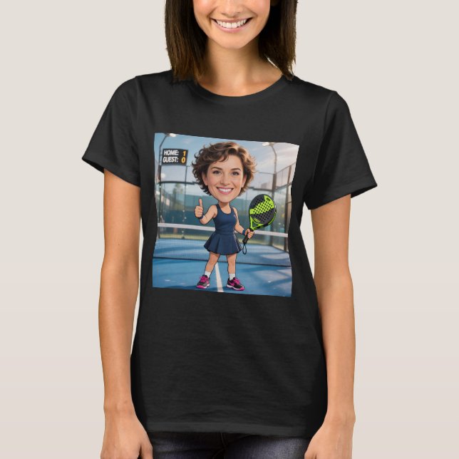 Personalized Paddle Player Head Caricature   T-Shirt (Front)