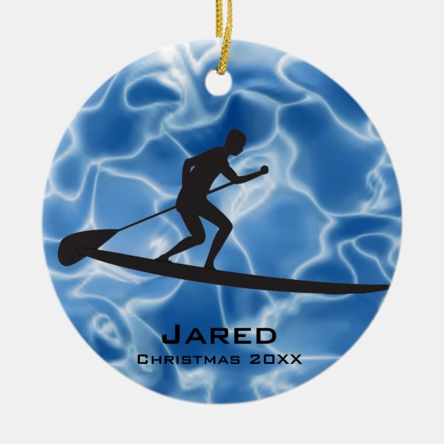 Personalized Paddleboarding Ornament (Front)