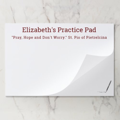  Personalized Padre Pio Quote Sketch Paper Pad