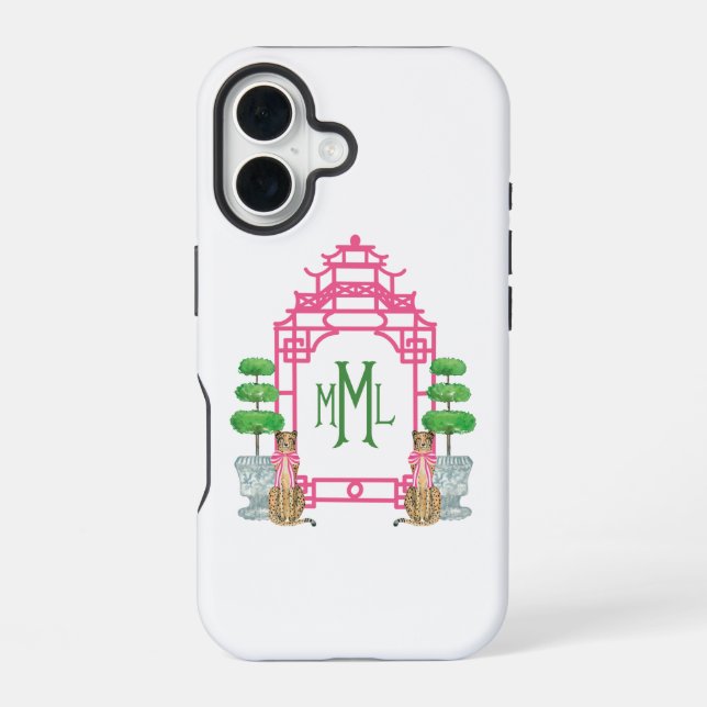 Personalized Pagoda Monogram iPhone 16 tough case (Back)