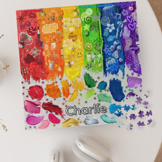 Personalized Paint Palette Rainbow Jigsaw Puzzle