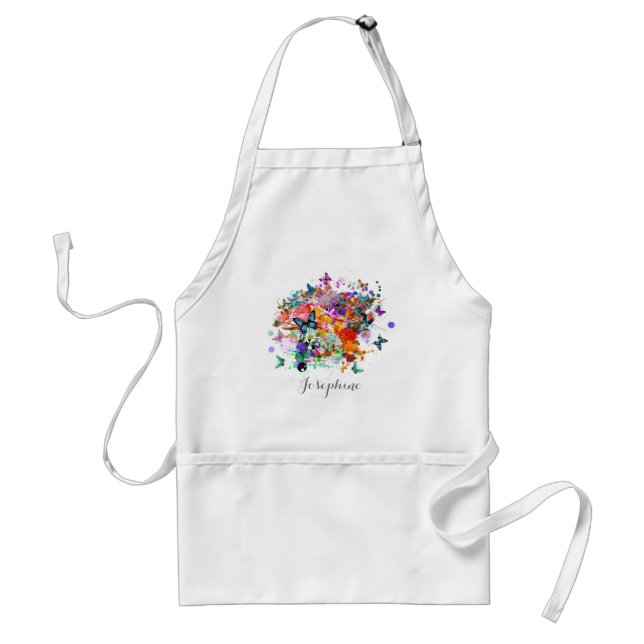 Personalized Paint splash Butterflies Pop Art Adult Apron (Front)